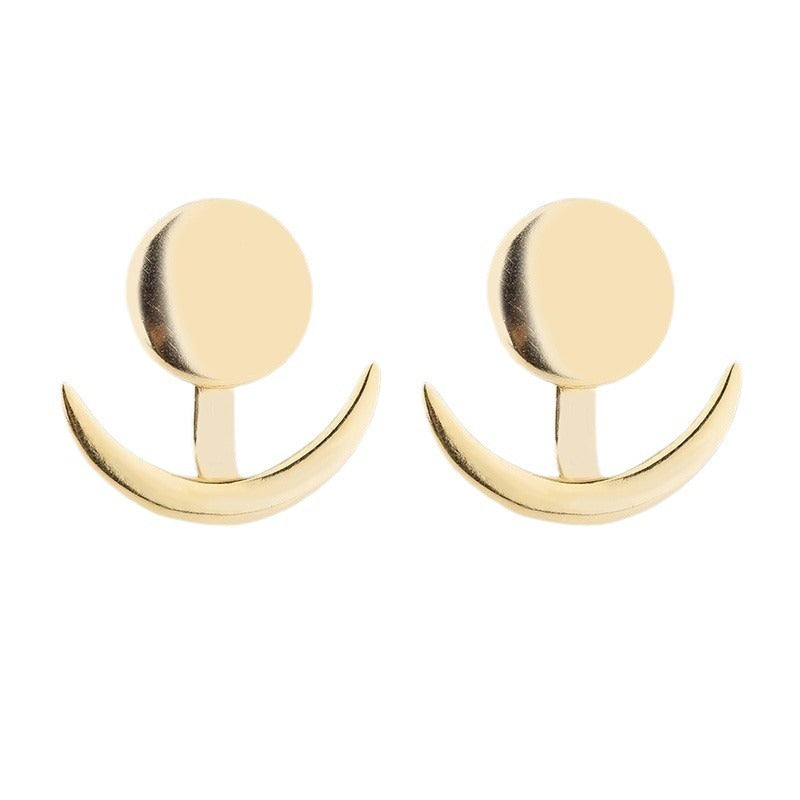 Geometric round and crescent earrings