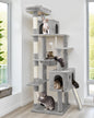 Pro Heavy Duty Cat Tree 70 inch Sturdy Cat Tree for Indoor Cats Extra Large Cat Tower with Scratching Post Hammock Cat Condo for Adult Cats Kittens Light Grey