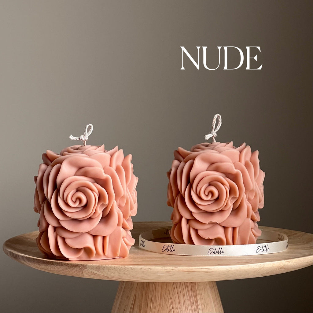 Handmade Rose Flower Candle | Vegan Soy Pillar Candle