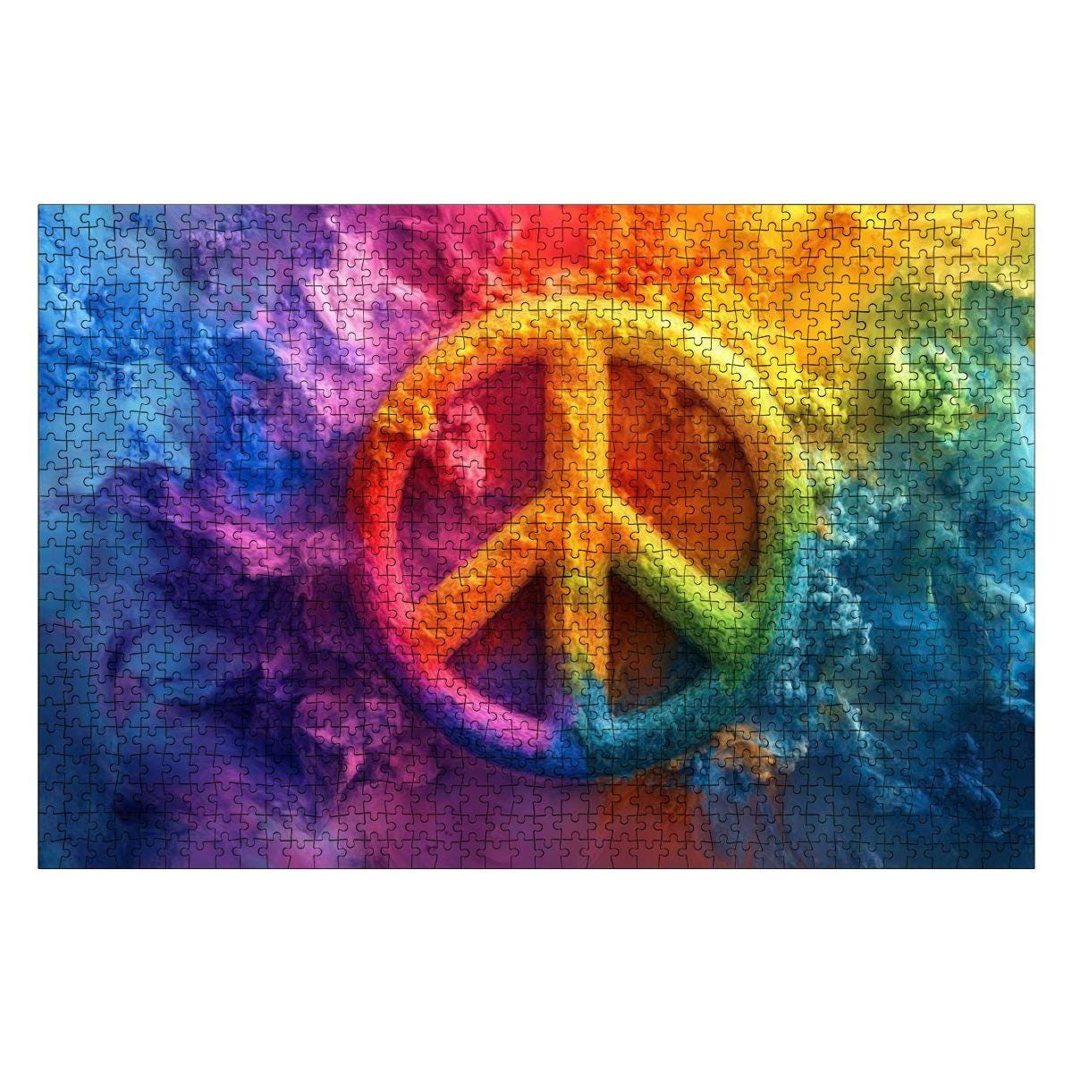 ColorFlow | Groovy Peace Sign Wooden Puzzle s | Colorburst Jigsaw