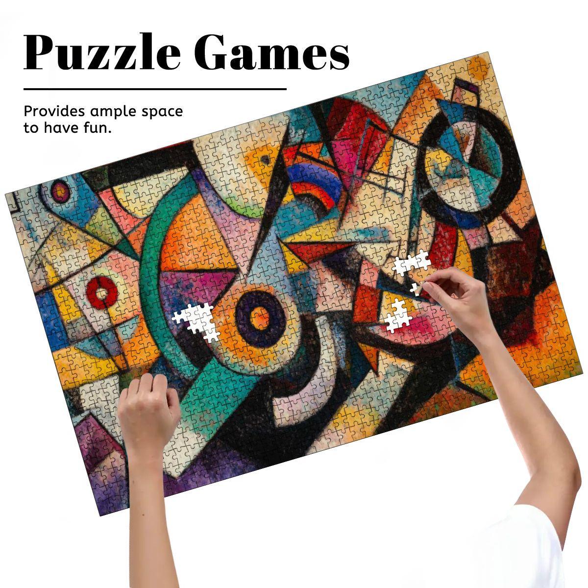 Geometric Abstract Jigsaw Puzzle:  Wooden Art - ColorFlow