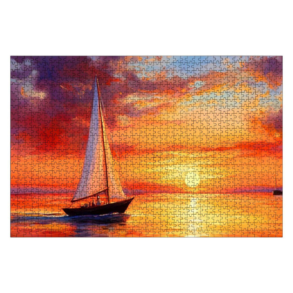 Sailboat Sunset Puzzle:  Wooden Jigsaw Puzzle for Adults