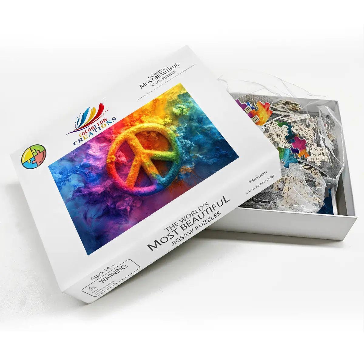 ColorFlow | Groovy Peace Sign Wooden Puzzle s | Colorburst Jigsaw
