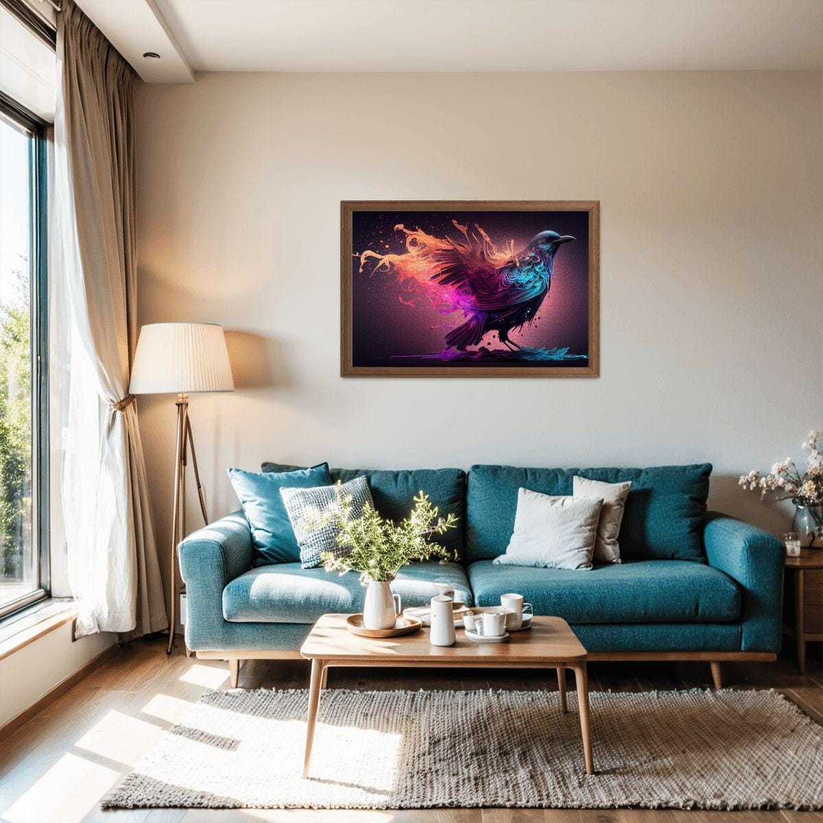 Neon Raven Jigsaw Puzzle: Abstract Bird Art, Bold Colors
