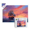 ColorFlow | Ember Sky Horizon Wooden Jigsaw Puzzle Sunset Sailing Art Inspired Puzzle